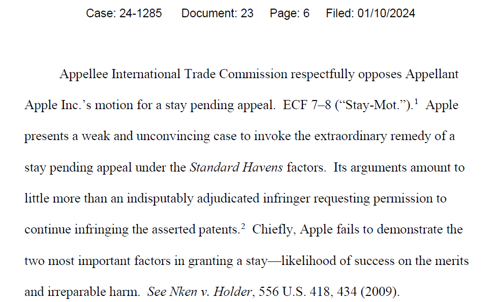 U.S. trade agency ITC incredibly portrays Apple as unrepentant  infringer despite Masimo clearly abusing patents