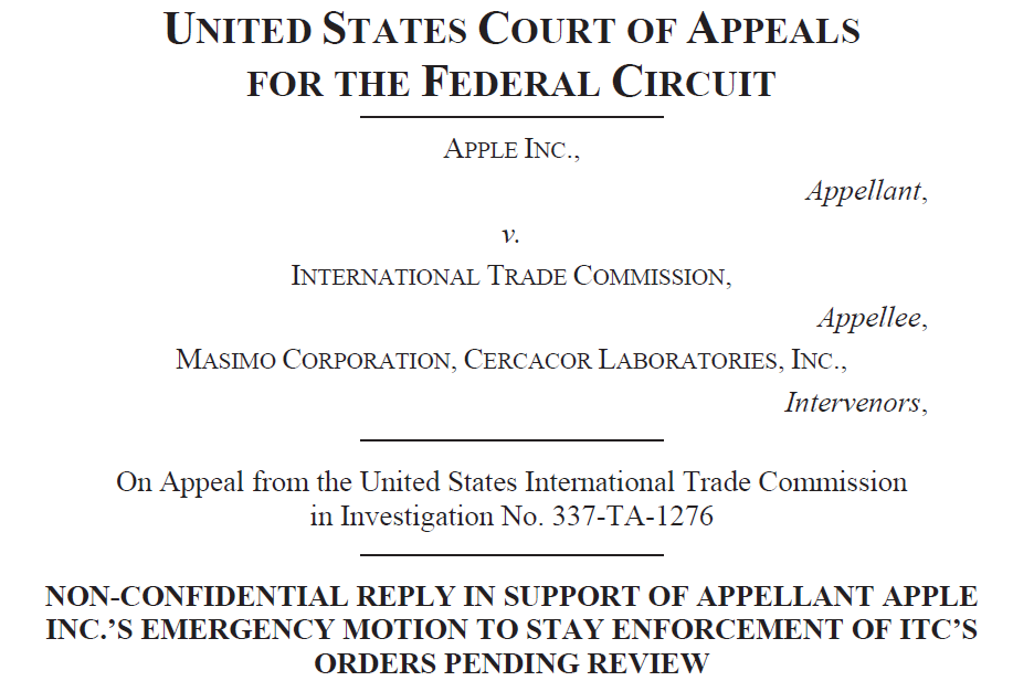 Apple asks court to allow continued sales of Apple Watch with pulse oximetry after securing clearance of version without