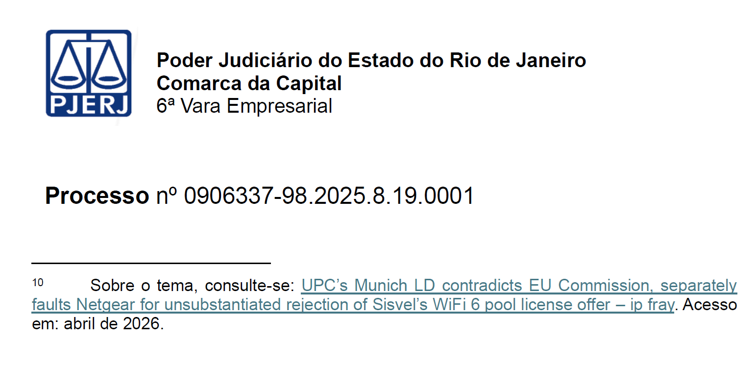 Brazilian court enters Panasonic v. HMD PI: Via AAC pool offer was FRAND enough; UPC, German case law cited; ruling points to ip fray